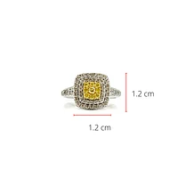 14K White Gold 1.05cttw Fancy Yellow and White Diamond Halo Engagement Ring, size 6