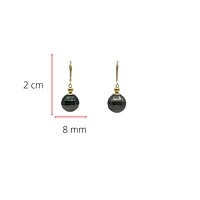 14K Yellow Gold 12mm Tahitian Pearl Earrings with Lever Backs