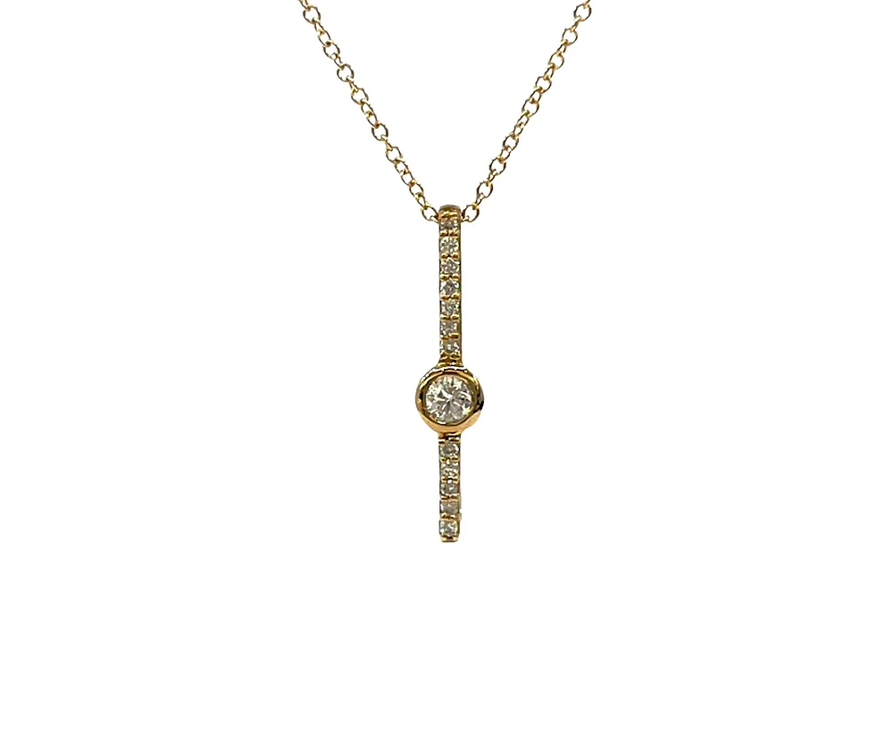 10K Gold 0.11cttw Diamond Necklace with Cable Chain (Spring Clasp) - Adjustable 17
