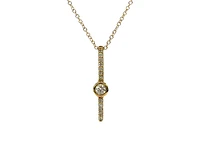 10K Gold 0.11cttw Diamond Necklace with Cable Chain (Spring Clasp) - Adjustable 17