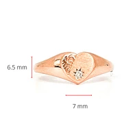 10K Rose Gold 0.01cttw Diamond Heart Signet Ring, size 6.5