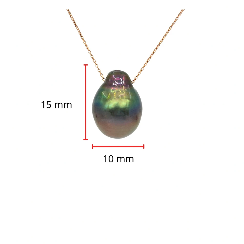 14K Rose Gold Genuine Tahitian Pearl Necklace, 18"