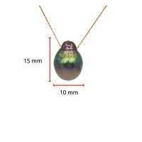 14K Rose Gold Genuine Tahitian Pearl Necklace, 18"