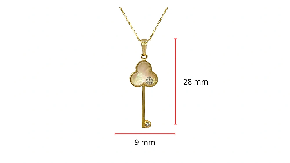 10K Yellow Gold Mother of Pearl and 0.02ctttw Diamond Pendant, 18"