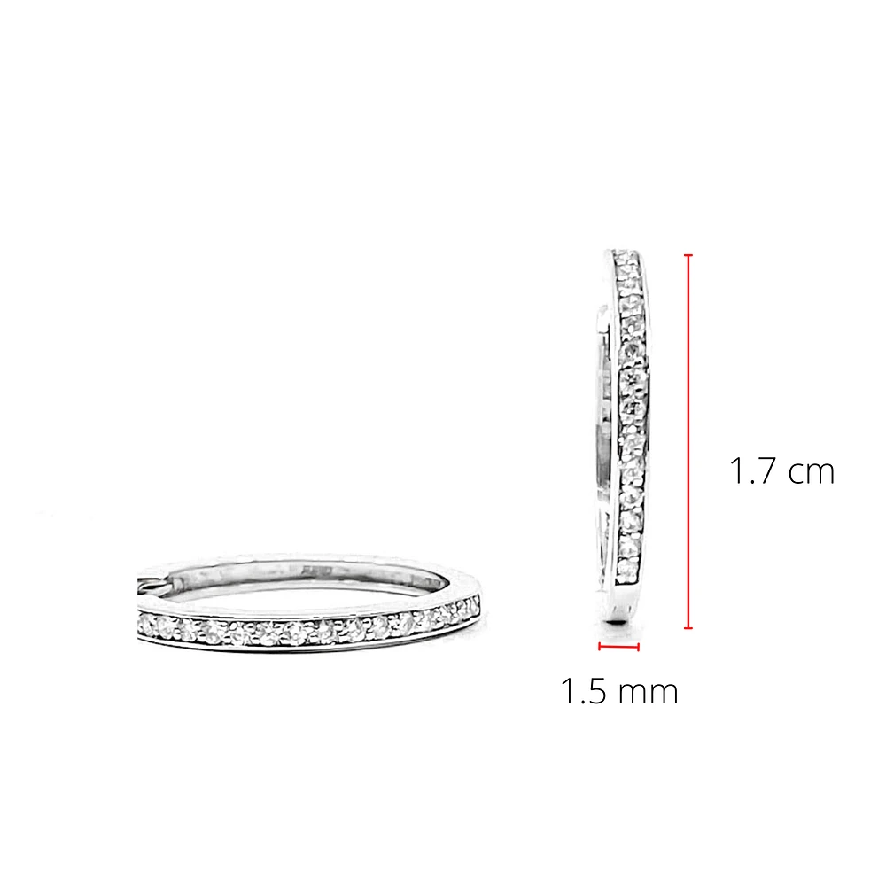 10K White Gold 0.15cttw Diamond Hoop Earrings