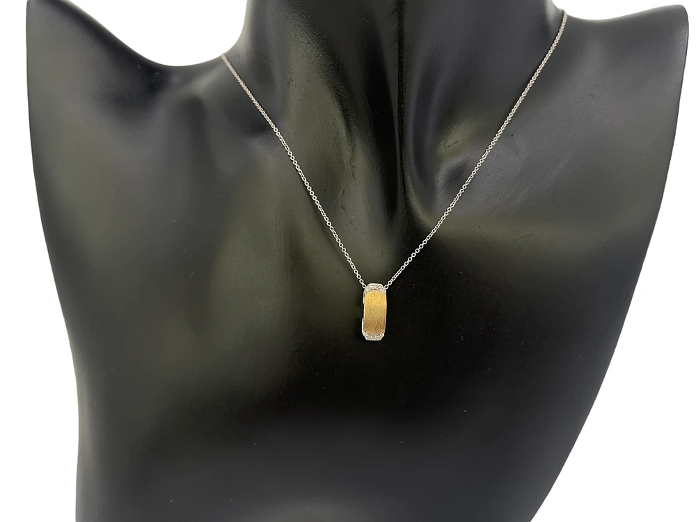 10K Two-Tone Reversible 0.07cttw Diamond Pendant, 18"