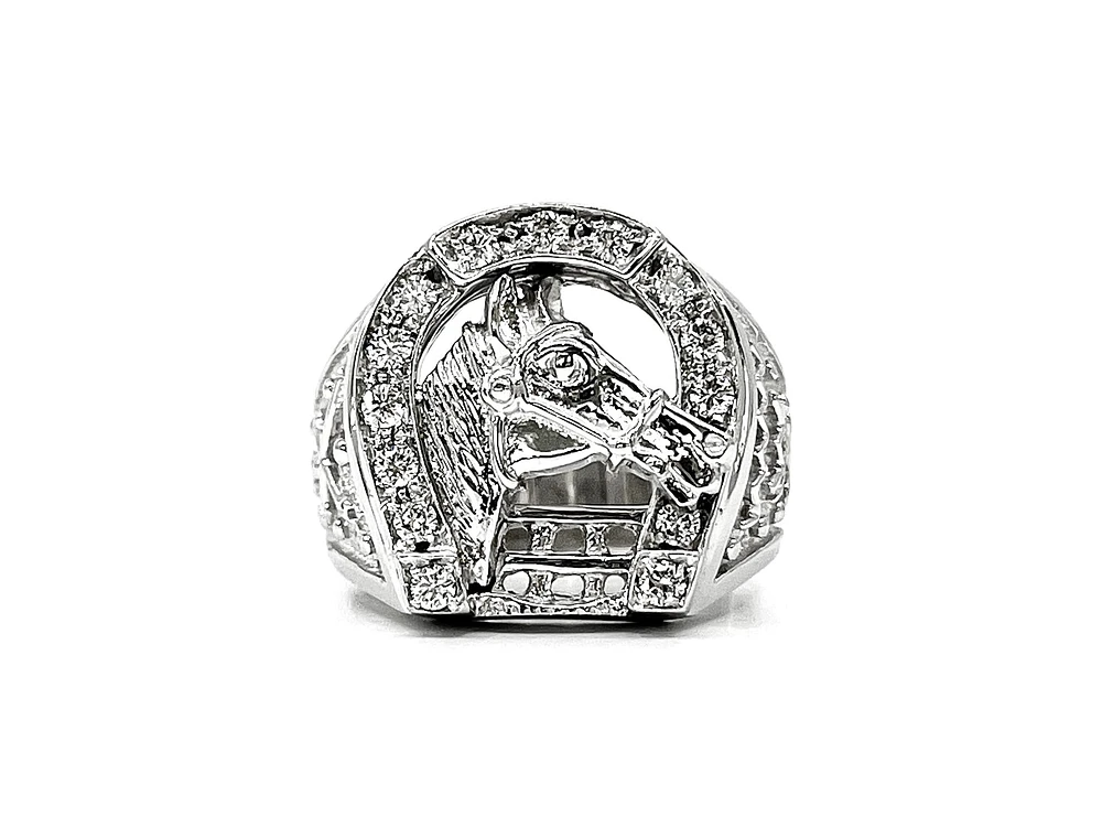 14K White Gold 0.45cttw Diamond Gents Ring, size 10