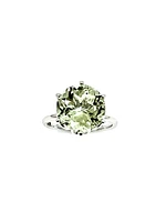 10K White Gold 5 carat Genuine Prasiolite (Green Amethyst) Ring, size 6.5