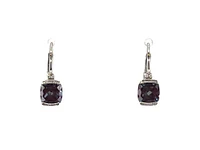 10K White Gold 5mm Cushion Cut Created Alexandrite and 0.01cttw Diamond Earrings