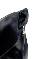 14K Gold Tahitian Pearl Dangle Earrings with Hoop Closure