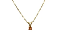 10K and 14K Yellow Gold Princess Cut Orange Sapphire Pendant, 18"