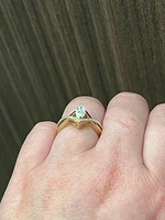 14K Yellow Gold 0.76cttw Marquise Cut Lab Grown Diamond Ring, 6 - / White