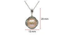 10K White Gold Pink Fresh Water Pearl and White Topaz Pendant, 18"