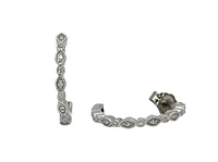 14K White Gold 0.07cttw Diamond Hoop Earrings