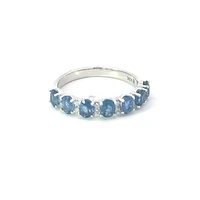 10K White Gold Sapphire & Diamond Ring, size 6.5