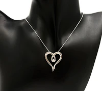 Sterling Silver 0.044cttw Diamond Heart Necklace, 18"
