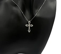 10/14K White Gold 0.62cttw Diamond Cross Pendant, 18"