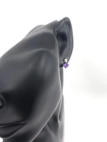 10K White Gold 1.00cttw Genuine Amethyst & 0.02cttw Diamond Earrings