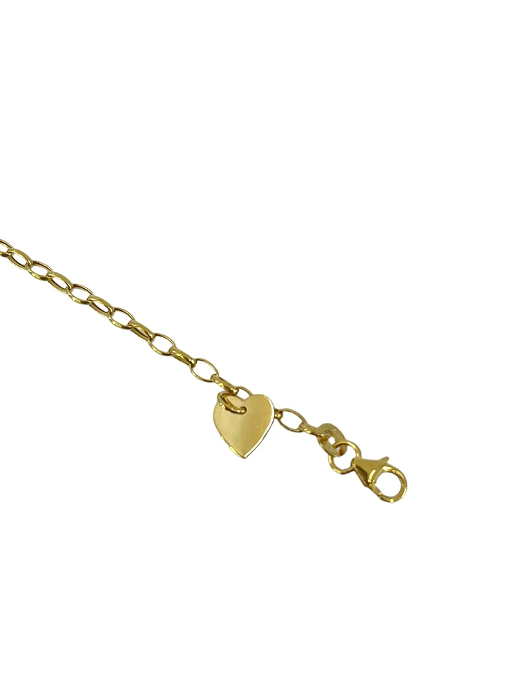 10K Yellow Gold Bracelet with Engravable Heart Dangle, 6.0"