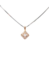 14K White & Rose Gold 0.30cttw Canadian Diamond Halo Necklace, 18"