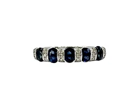 14K White Gold Genuine Sapphire Diamond Ring, size 7