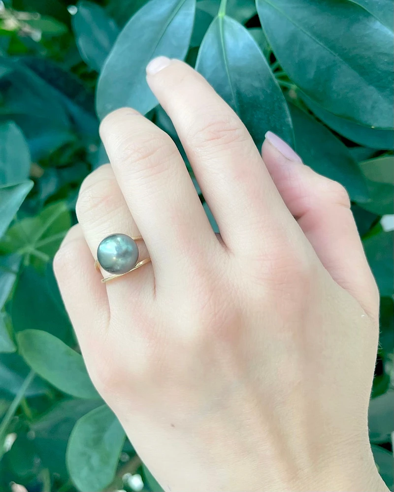 14K Yellow Gold Tahitian Pearl Ring