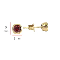 10K Yellow Gold 4mm Cushion Cut Garnet Stud Earrings with Butterfly Backings