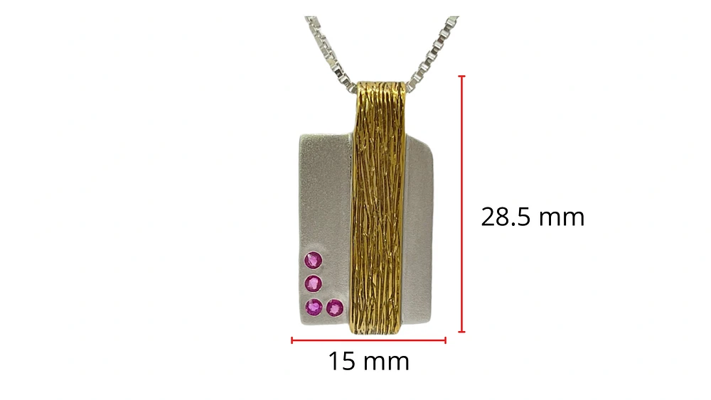 Sterling Silver and 18K Gold Plated 0.20cttw Ruby Pendant, 18"