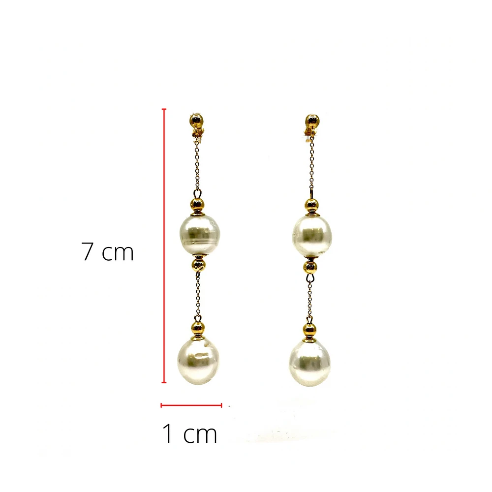 14K Yellow Gold South Sea Pearl Earrings with Butterfly Backs