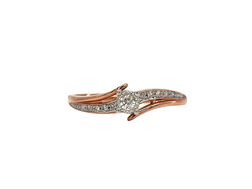 10K Rose Gold 0.10cttw Illusion Setting Diamond Engagement Ring - Size 6.5