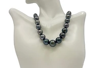 14K White Gold 9-12.3mm Tahitian Pearl Strand - 18"