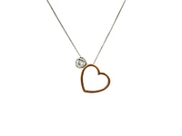 10K White & Rose Gold 0.09cttw Canadian Diamond Heart Necklace, 18"