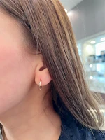 10K Gold 0.04cttw Diamond Hoop / Huggie / Hinged Earring