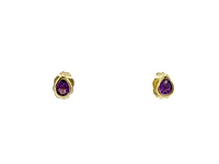 10K Yellow Gold 0.35cttw Pear Cut Amethyst Bezel Set Stud Earrings