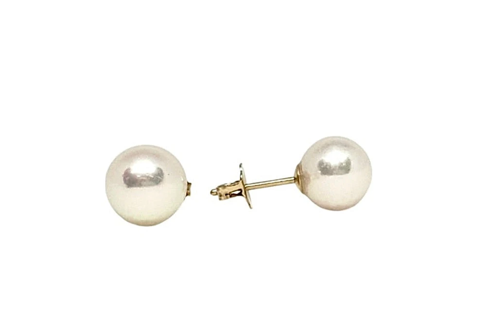 14K Yellow Gold 7-7.5mm Cultured Pearl Earrings with Butterfly Backs