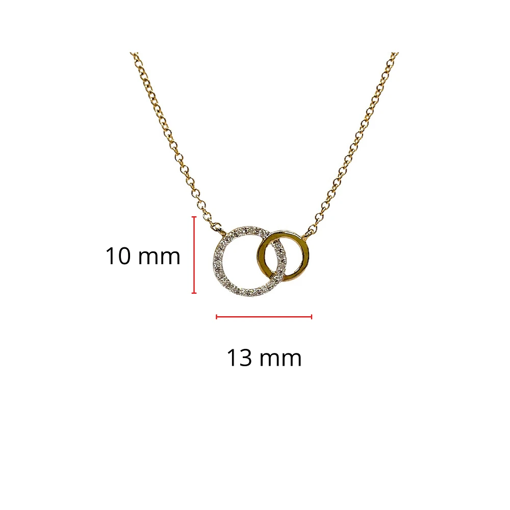 10K White & Yellow Gold 0.09cttw Diamond Double Infinity / Circle Necklace, 18"