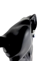 Fresh Water Black Pearl Silver & Cubic Zirconia Earrings