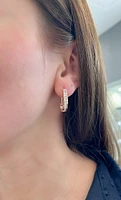 10K Rose Gold 1.00cttw Diamond Hoop Huggie Hinged Earrings