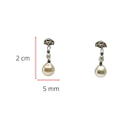 14K White Gold Cultured and Fresh Water Pearl Dangle Earrings