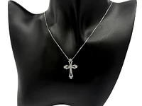 10/14K White Gold 0.62cttw Diamond Cross Pendant, 18"