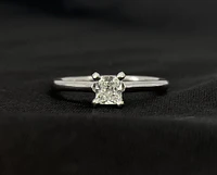14k White Gold 0.45Cttw Lab Grown Princess Cut Diamond Engagement Ring - /