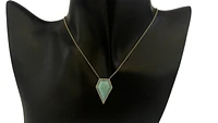 14K Yellow Gold 5.35cttw Amazonite and 0.18cttw Diamond Necklace, 18"