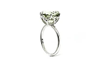 10K White Gold 5 carat Genuine Prasiolite (Green Amethyst) Ring, size 6.5