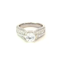 14K Princess Cut and Round Brilliant Diamond Ring - Mount Only (No centre diamond) / Gold