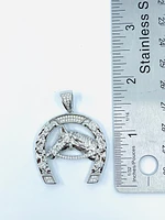Horseshoe Sterling Silver Charm w /CZ
