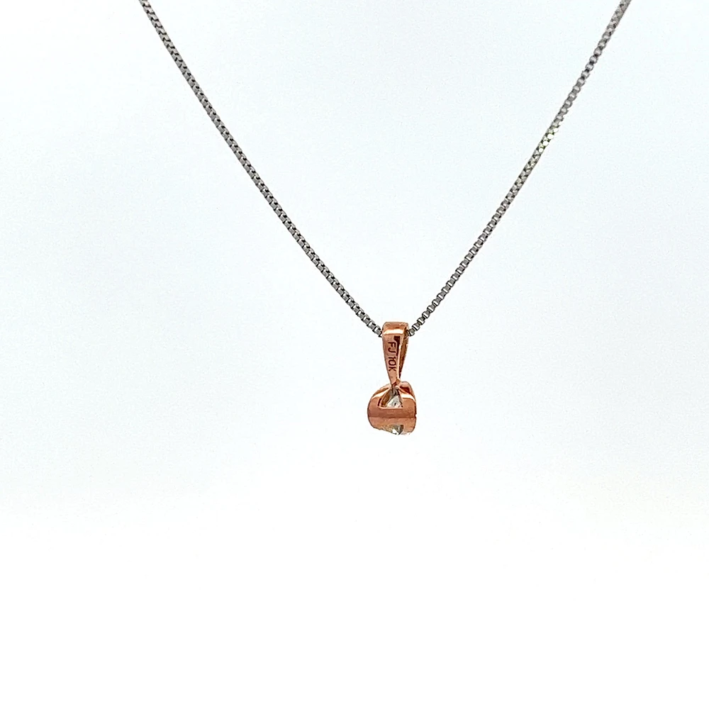 10K Two Toned Rose Gold and White Gold 0.04cttw Diamond Solitaire Necklace - 17 Inches