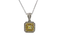 14K White & Yellow Gold 0.83cttw Fancy Yellow Radiant Cut Diamond Necklace - 18 Inches