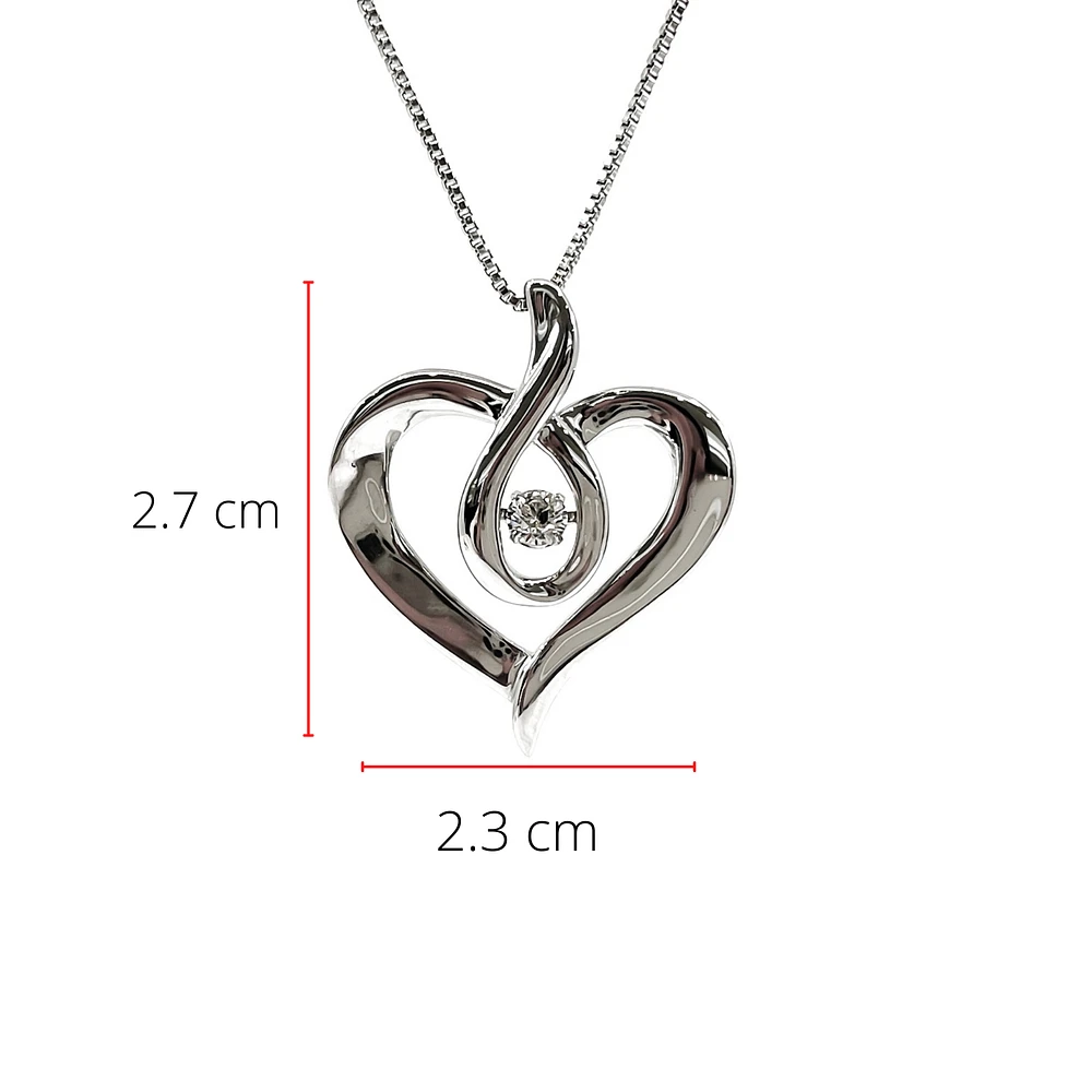 Sterling Silver 0.142cttw Canadian Diamond Heart Infinity Necklace, 18"