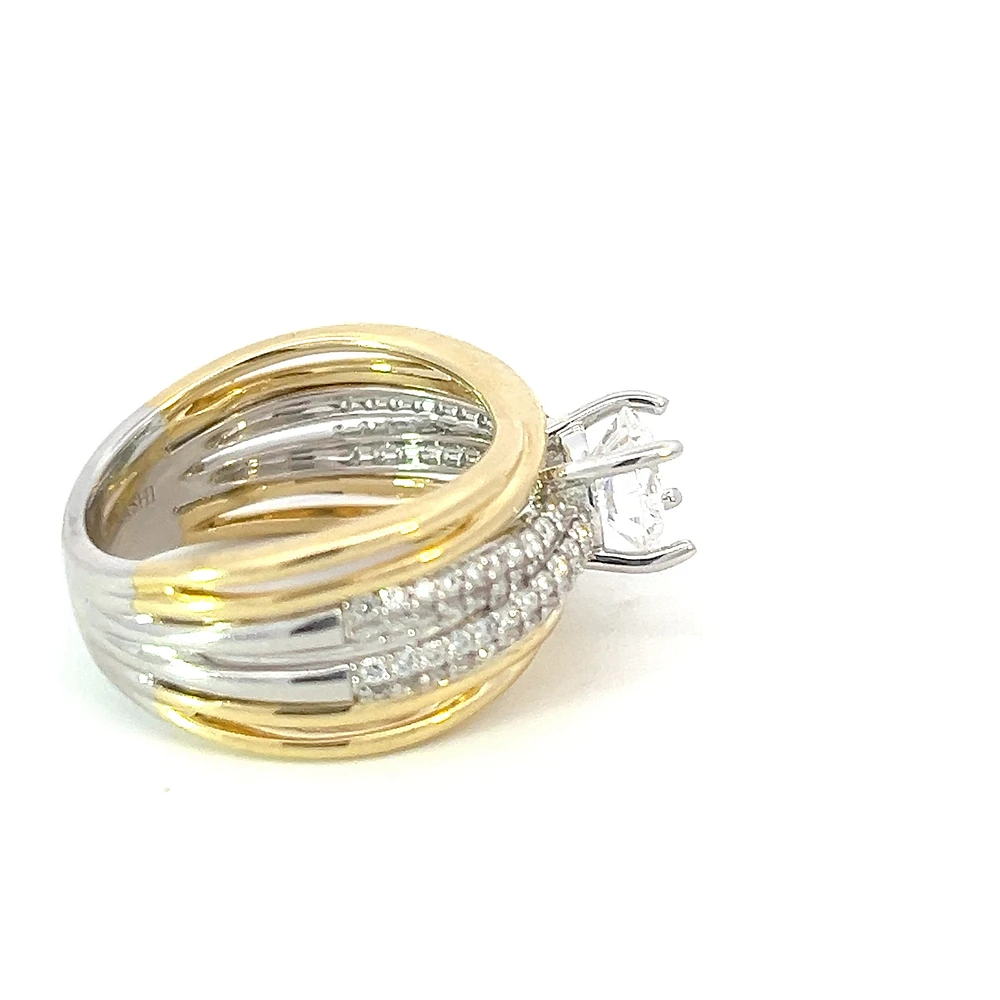 14K Yellow and White Gold Round Diamond Mount - Only (No centre diamond) /