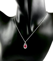 925 Sterling Silver Ruby & Diamond Necklace
